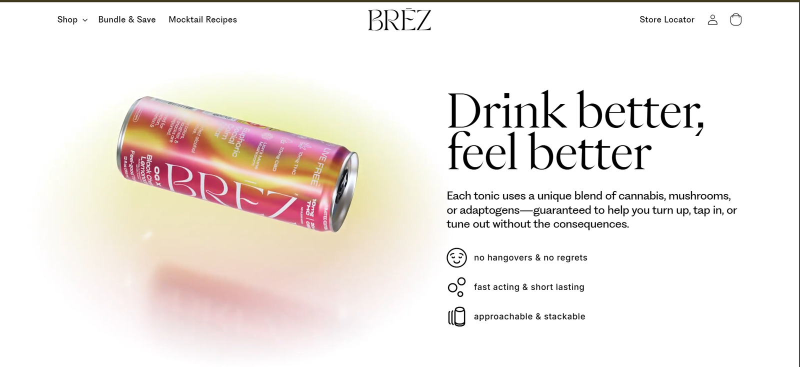 BRĒZ Drink website and ecommerce experience