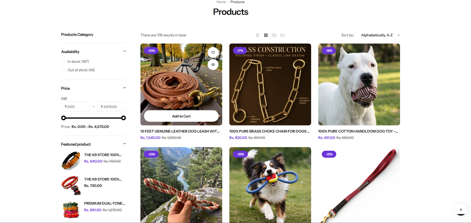 The K9 Store website interface