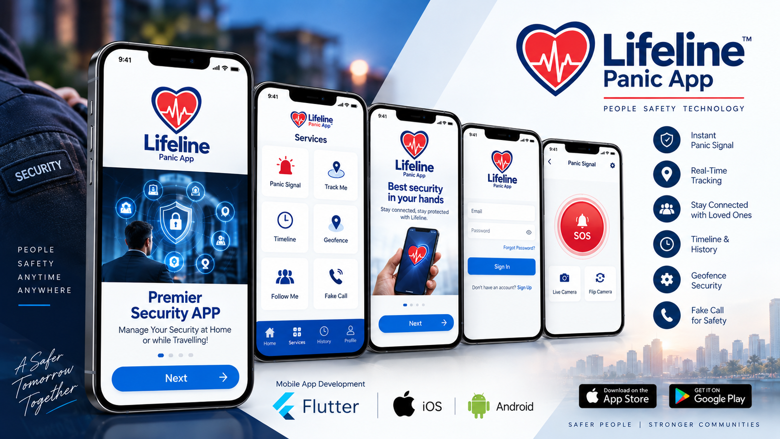Lifeline Panic App emergency alert mobile app interface