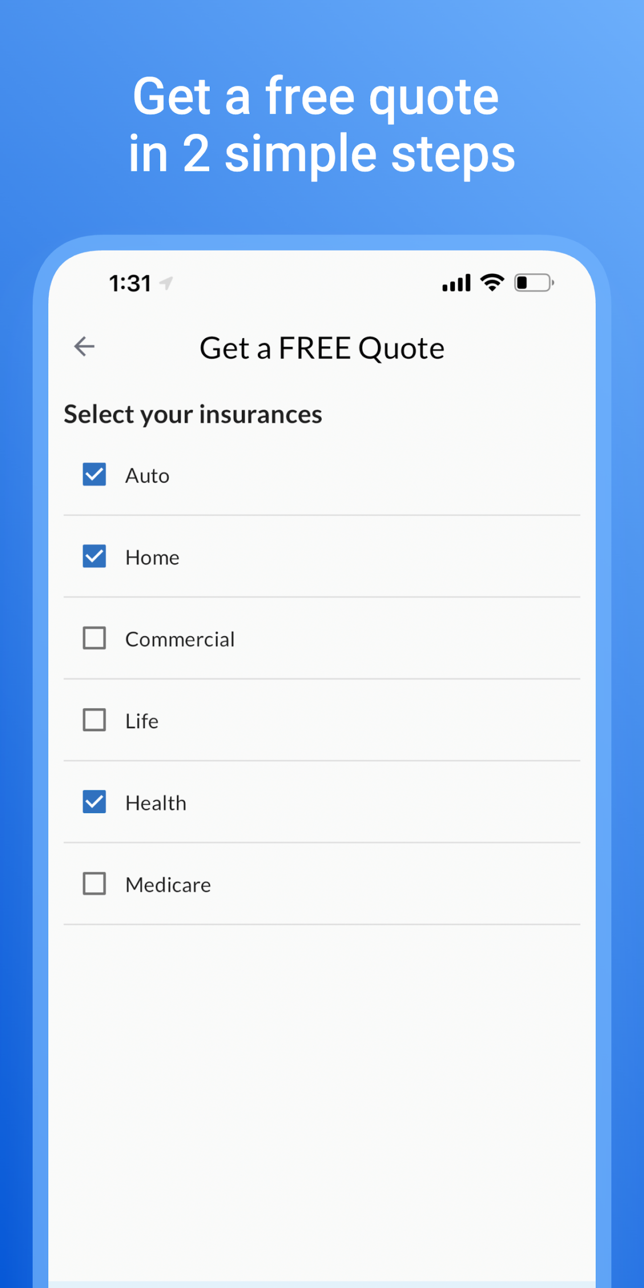Univista Insurance app screen three