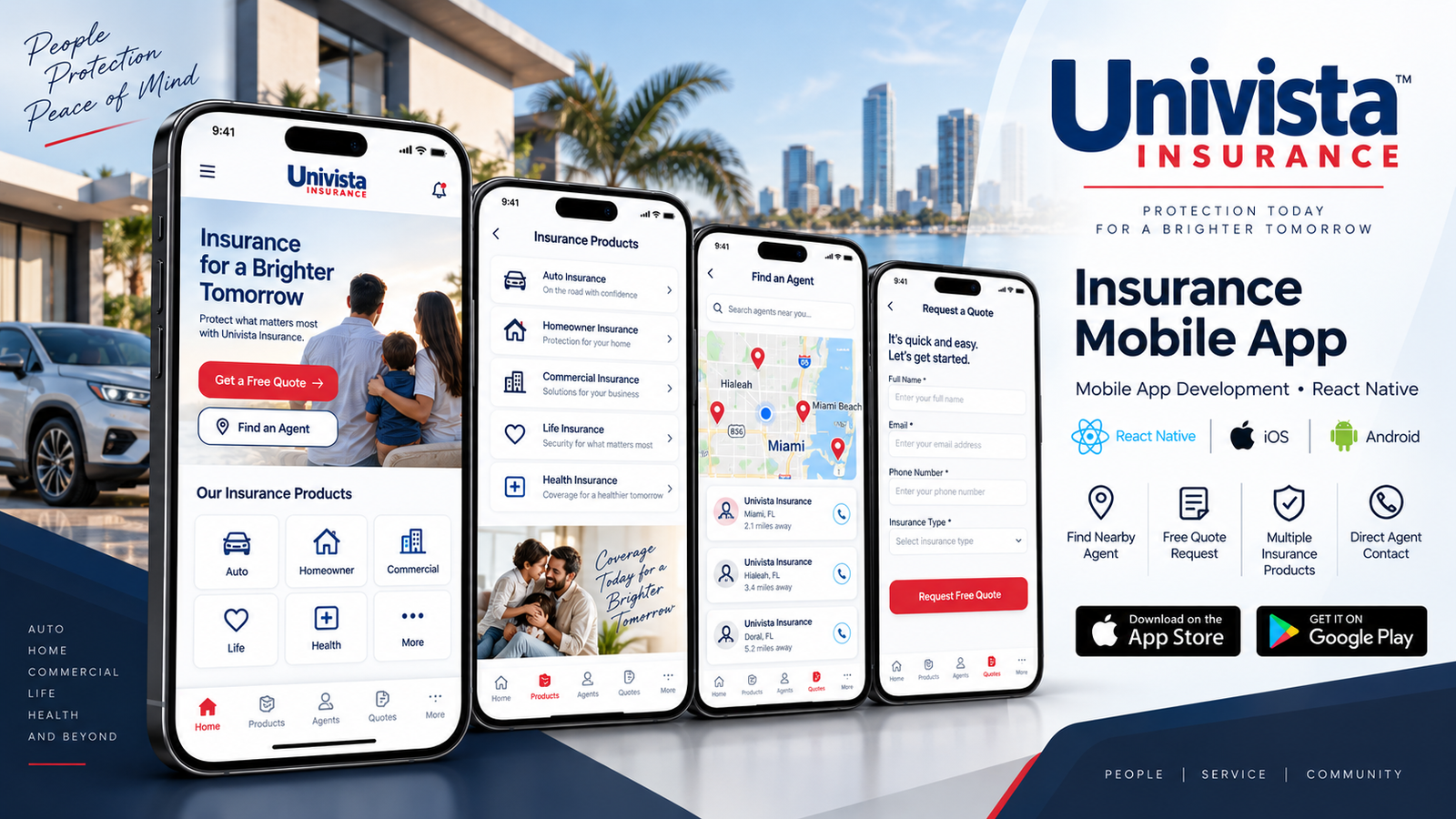 Univista Insurance mobile app interface