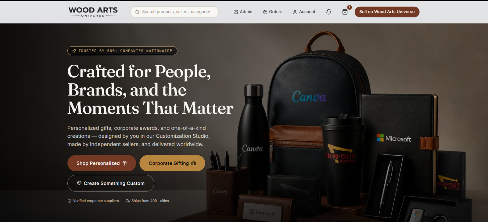 Wood Arts Universe multi-seller marketplace platform interface