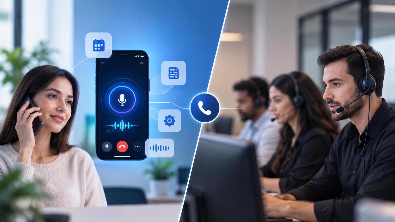 AI voice agents versus traditional call centers comparison