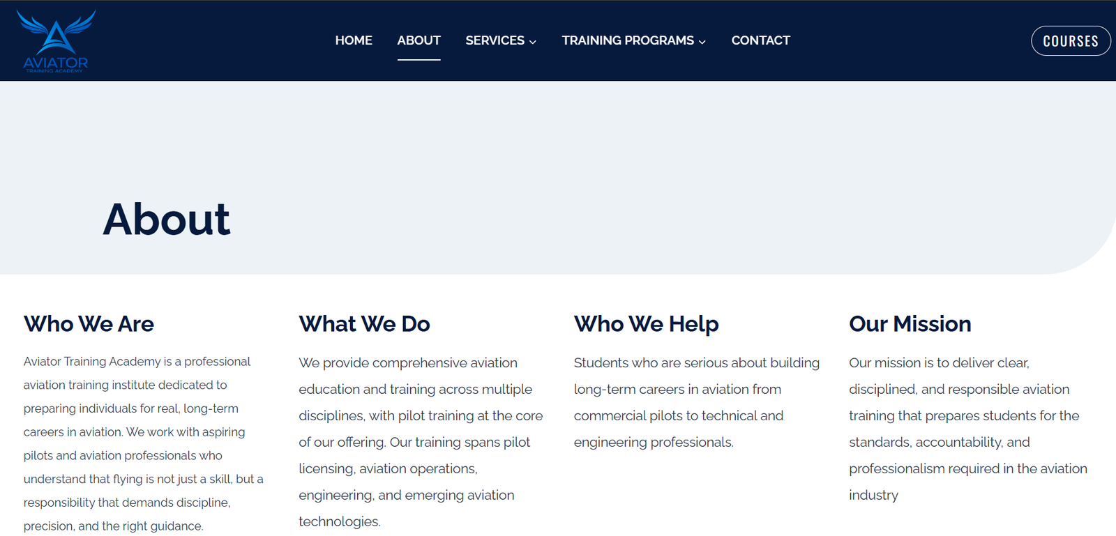 Aviator Training Academy digital project