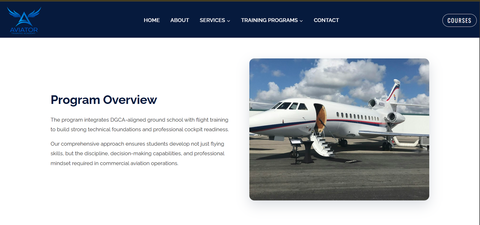 Aviator Training Academy digital interface