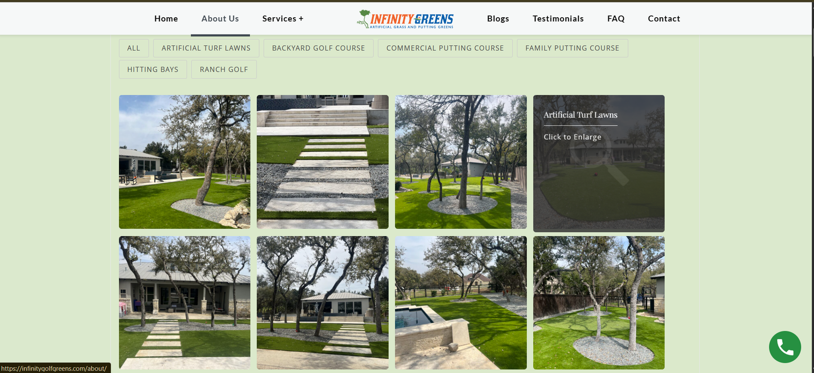 Infinity Golf Greens project screen