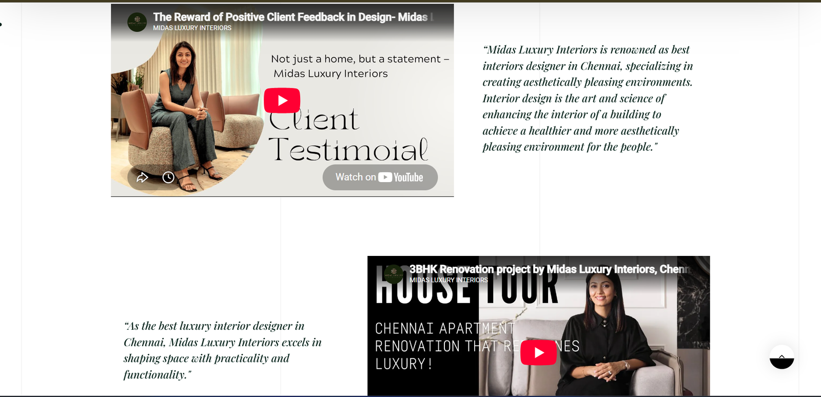 Midas Luxury Interiors website screen 3