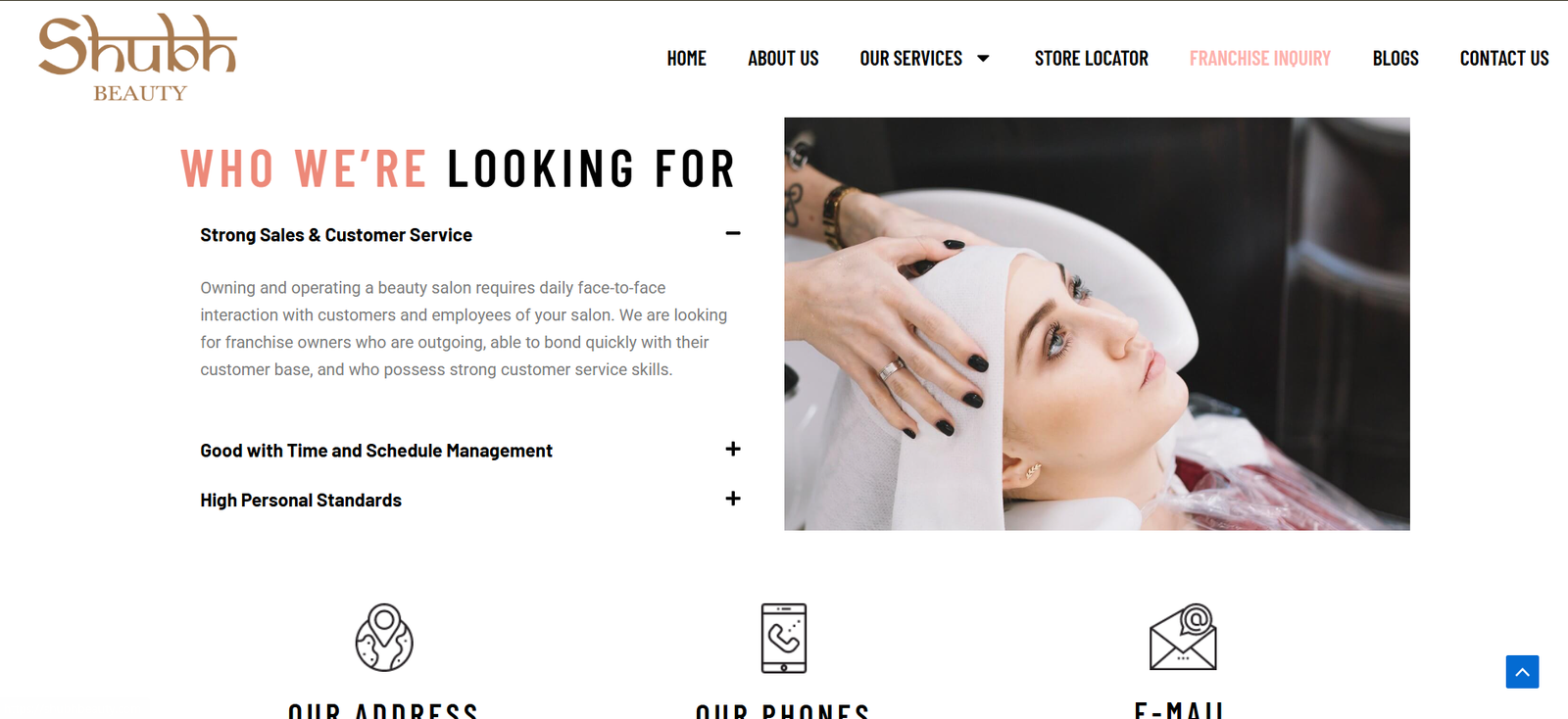 Shubh Beauty digital interface screen